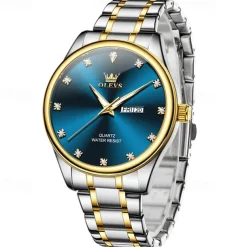 New Olevs Brand Men'S Business Watch Luminous Calendar Week Display Diamonds Fashion Trend Quartz Watch Leisure Waterproof Sports Men'S Wristwatch