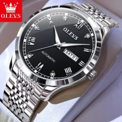 New Olevs Olevs Brand Fashion Trend Men'S Steel Belt Watch Calendar Week Display Luminous Simple Automatic Mechanical Watch Casual Waterproof Sports Men'S Wristwatch