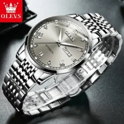 New Olevs Olevs Brand Fashion Trend Men'S Steel Belt Watch Calendar Week Display Luminous Simple Automatic Mechanical Watch Casual Waterproof Sports Men'S Wristwatch
