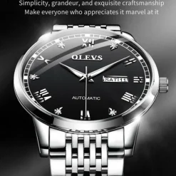 New Olevs Olevs Brand Fashion Trend Men'S Steel Belt Watch Calendar Week Display Luminous Simple Automatic Mechanical Watch Casual Waterproof Sports Men'S Wristwatch
