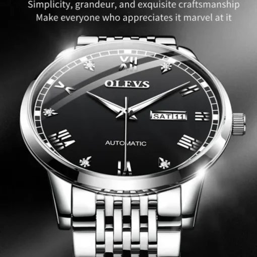 New Olevs Olevs Brand Fashion Trend Men'S Steel Belt Watch Calendar Week Display Luminous Simple Automatic Mechanical Watch Casual Waterproof Sports Men'S Wristwatch