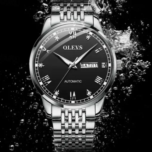 New Olevs Olevs Brand Fashion Trend Men'S Steel Belt Watch Calendar Week Display Luminous Simple Automatic Mechanical Watch Casual Waterproof Sports Men'S Wristwatch