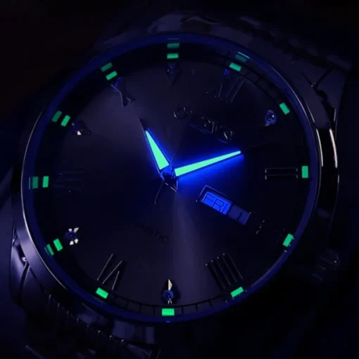 New Olevs Olevs Brand Fashion Trend Men'S Steel Belt Watch Calendar Week Display Luminous Simple Automatic Mechanical Watch Casual Waterproof Sports Men'S Wristwatch