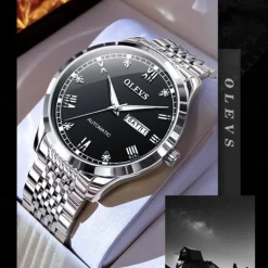 New Olevs Olevs Brand Fashion Trend Men'S Steel Belt Watch Calendar Week Display Luminous Simple Automatic Mechanical Watch Casual Waterproof Sports Men'S Wristwatch