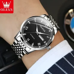 New Olevs Olevs Brand Fashion Trend Men'S Steel Belt Watch Calendar Week Display Luminous Simple Automatic Mechanical Watch Casual Waterproof Sports Men'S Wristwatch
