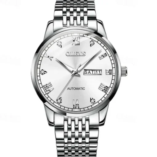 New Olevs Olevs Brand Fashion Trend Men'S Steel Belt Watch Calendar Week Display Luminous Simple Automatic Mechanical Watch Casual Waterproof Sports Men'S Wristwatch