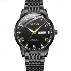 New Olevs Olevs Brand Fashion Trend Men'S Steel Belt Watch Calendar Week Display Luminous Simple Automatic Mechanical Watch Casual Waterproof Sports Men'S Wristwatch