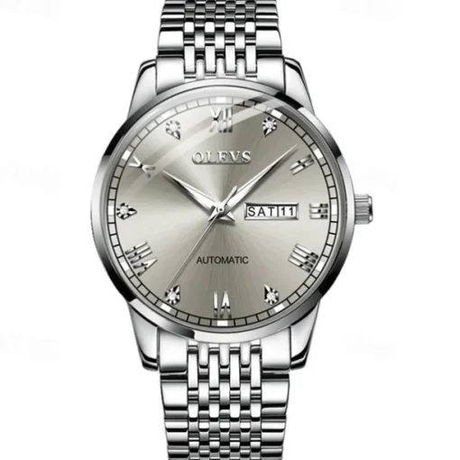 New Olevs Olevs Brand Fashion Trend Men'S Steel Belt Watch Calendar Week Display Luminous Simple Automatic Mechanical Watch Casual Waterproof Sports Men'S Wristwatch