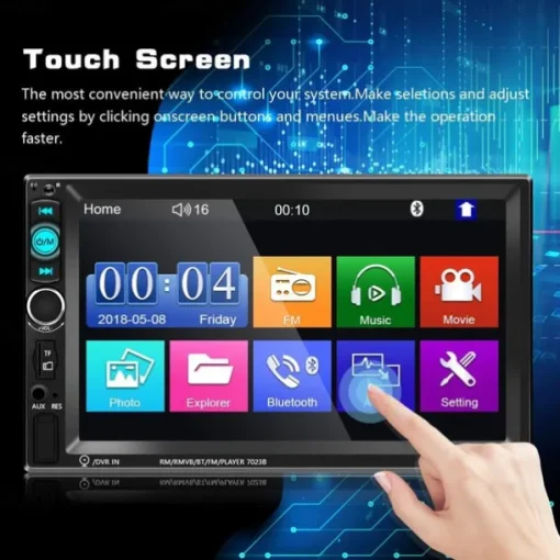 New Pro 2 Din 7'' HD 1080P Touch Screen Autoradio Bluetooth Car Stereo Radio Car MP5 Player Build-in FM AUX USB SD Function Support Mirror Link + Backup Camera(optional)