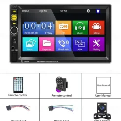 New Pro 2 Din 7'' HD 1080P Touch Screen Autoradio Bluetooth Car Stereo Radio Car MP5 Player Build-in FM AUX USB SD Function Support Mirror Link + Backup Camera(optional)