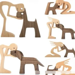 New Product Puppy Family Ornaments Wooden Crafts Ornaments Tabletop Ornaments Creative Decorative Animal Ornaments