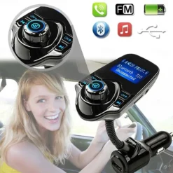 NEW T10 Hands-free Bluetooth Car Kit MP3 Music Player FM Transmitter 5V 2.1A USB Car Charger 1.44