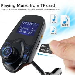 NEW T10 Hands-free Bluetooth Car Kit MP3 Music Player FM Transmitter 5V 2.1A USB Car Charger 1.44