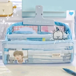 New Transparent Pen Bag Creative Simple Multi-functional Primary and Secondary School Students Stationery Pencil Case Large Capacity Pencil Case