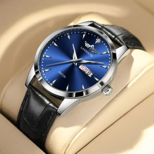 New Trend Fashion Non Mechanical Men's Waterproof Double Calendar Belt Men's Watch