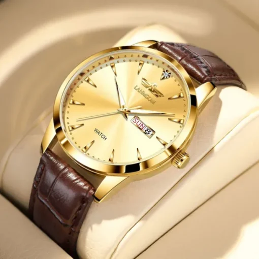 New Trend Fashion Non Mechanical Men's Waterproof Double Calendar Belt Men's Watch