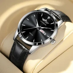 New Trend Fashion Non Mechanical Men's Waterproof Double Calendar Belt Men's Watch