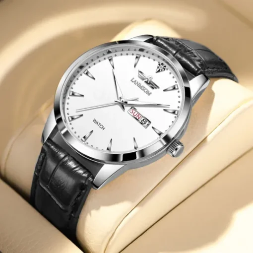 New Trend Fashion Non Mechanical Men's Waterproof Double Calendar Belt Men's Watch