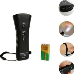 New Ultrasonic Dog Chaser Aggressive Attack Repeller Trainer LED Flashlight training Repeller Control Anti Bark Barking