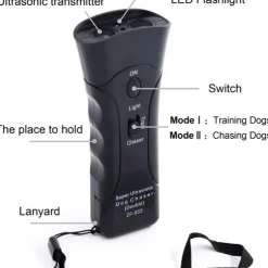 New Ultrasonic Dog Chaser Aggressive Attack Repeller Trainer LED Flashlight training Repeller Control Anti Bark Barking