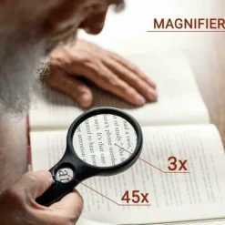 New Upgrade 3X 45X Handheld Magnifier 3 LED Light Reading Magnifying Glass Jewelry Repair Tool Jewellery Loupe