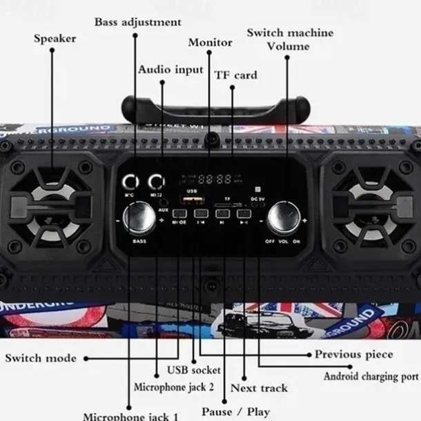 New USB /AUX/ TF Card Phone PC Subwoofer Speakerphone Wireless Bluetooth Portable Speaker Surround Stereo Outdoor Speaker