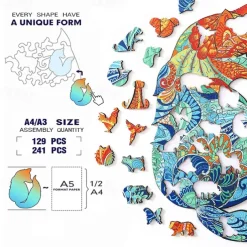 New Wood Animal Puzzle A5 A4 A3 Size Baby Toy 3D Jigsaw Set Board Game for Adults Kids Gifts Educational Toy Tangram Puzzles