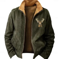 New Year Christmas Men's Deer Sweatshirts Sweatshirt Zip Sweatshirt Long Sleeve Sweatshirt Stand Collar Vacation Sports Daily 3D Printing Christmas Party New Year Zipper Winter Spring & Fall