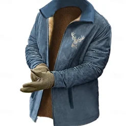 New Year Christmas Men's Deer Sweatshirts Zip Sweatshirt Long Sleeve Sweatshirt Stand Collar Sports Daily Simple 3D Printing Full Zip Stand Collar Winter Spring & Fall