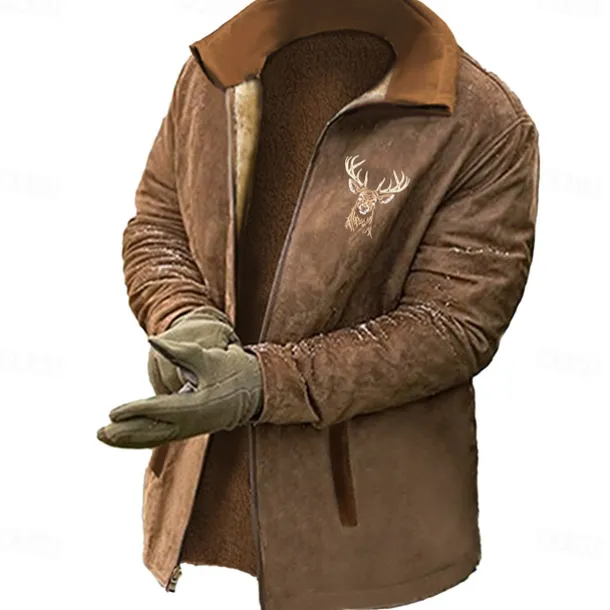 New Year Christmas Men's Deer Sweatshirts Zip Sweatshirt Long Sleeve Sweatshirt Stand Collar Sports Daily Simple 3D Printing Full Zip Stand Collar Winter Spring & Fall