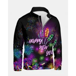 New Year Men's Graphic Happy New Year Hoodies Daily Casual Long Sleeve Stand Collar Vacation Going out Streetwear Black Print Spring & Fall Designer