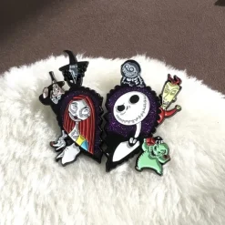 Night Before Christmas Enamel Pin - Creative Cute Jack Sally Gifts for Fans Cartoon Pin for Clothes Backpack Bag Hat Collection