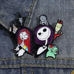 Night Before Christmas Enamel Pin - Creative Cute Jack Sally Gifts for Fans Cartoon Pin for Clothes Backpack Bag Hat Collection