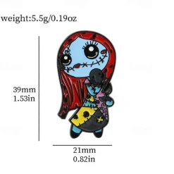 Night Before Christmas Enamel Pin - Creative Cute Jack Sally Gifts for Fans Cartoon Pin for Clothes Backpack Bag Hat Collection
