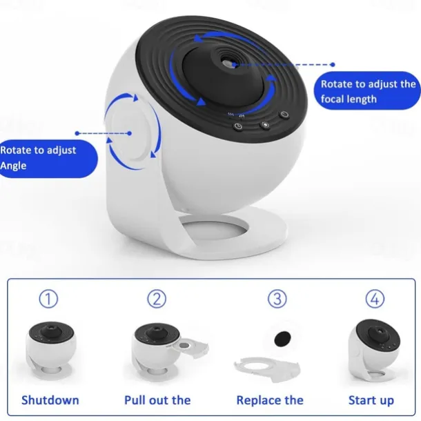 Night Light Galaxy Projector Starry Sky Projector Rotate Planetarium Lamp For Kids Bedroom Valentines Day Gift Wedding Deco