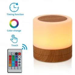 Night Light Touch Sensor Lamp Bedside Table Lamp for Kids Bedroom Rechargeable Dimmable Warm White Light + RGB Color Changing