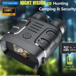 Night Vision Goggles With 5X Digital Zoom Camera NV Binoculars Telescope With Long Infrared Viewing Distance At Night For Hunting And Camping (Built-in Rechargeable Battery)