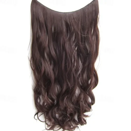 No Clip No Glue Invisible Halo Hair Extension 24inch Long Wavy Hair Synthetic Heat Resistant String Hairpiece
