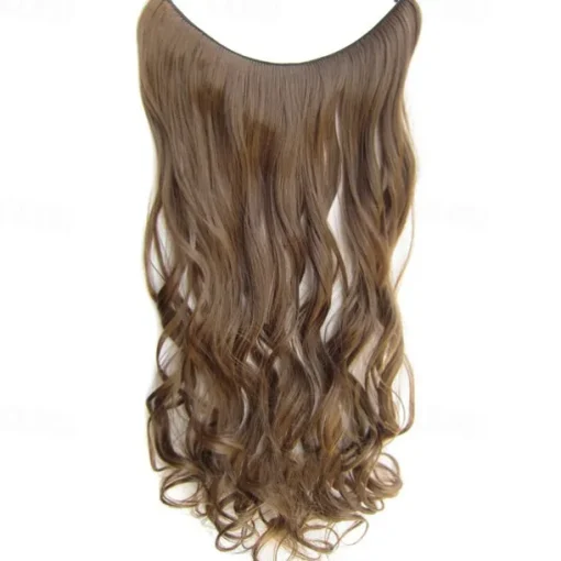 No Clip No Glue Invisible Halo Hair Extension 24inch Long Wavy Hair Synthetic Heat Resistant String Hairpiece