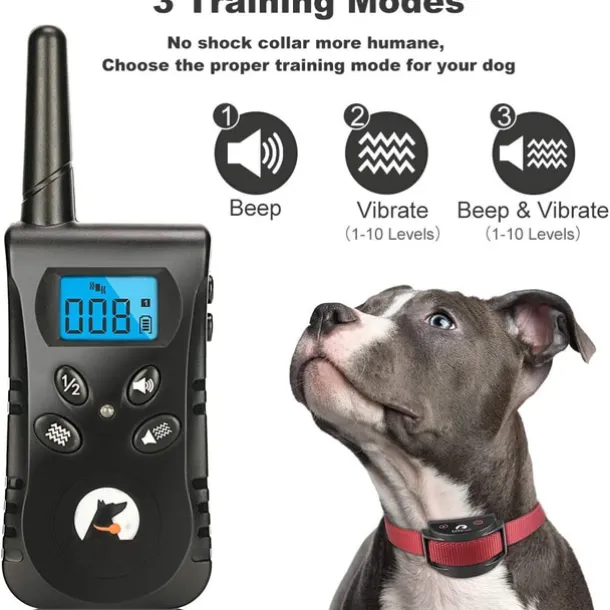 No Shock Pet Dog Training Collar No Prongs Waterproof Humane Sound Vibration Collar Rechargeable Up to 1600Ft Remote Range