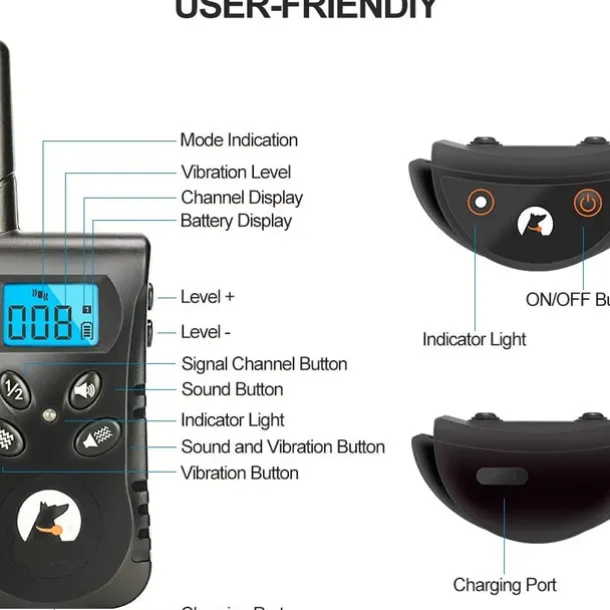 No Shock Pet Dog Training Collar No Prongs Waterproof Humane Sound Vibration Collar Rechargeable Up to 1600Ft Remote Range