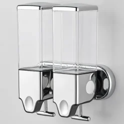 No-Drill Wall Mounted soap Dispenser for Bathroom and Kitchen, Shampoo and Conditioner Dispenser Drill Free with Adhesive