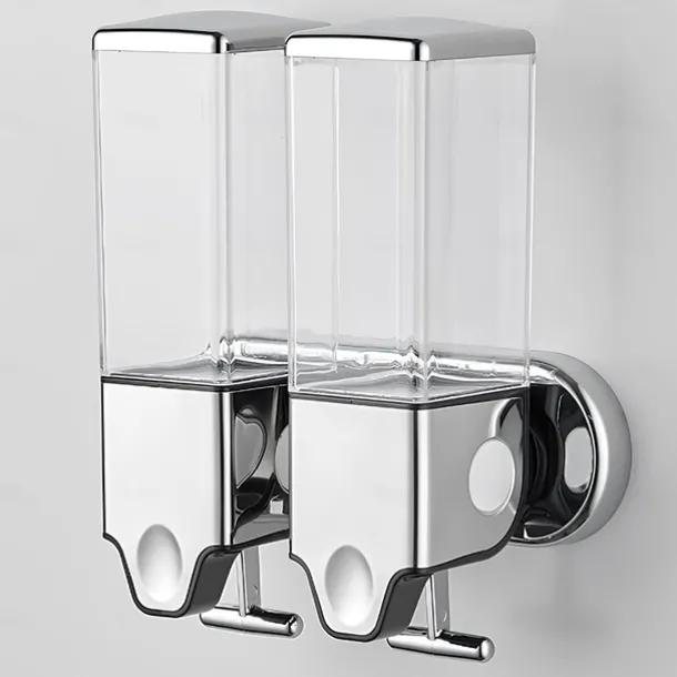 No-Drill Wall Mounted soap Dispenser for Bathroom and Kitchen, Shampoo and Conditioner Dispenser Drill Free with Adhesive