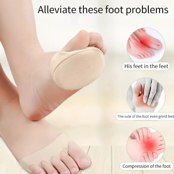Non-Slip Metatarsal Pads – Soft Cushions for Forefoot Pain Relief, Breathable Pressure-Relief Pads for High Heels and Daily Comfort, Available in Beige and Black