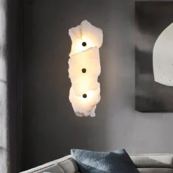 Nordic Art Bar Living Room Staircase Copper Wall Lamp Postmodern Designer Hotel Lobby Decorative Rectangular Marble Wall Lights 110-240V