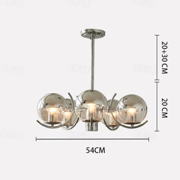 Nordic Creative Chrome Ceiling Chandelier Modern Chrome LED Ceiling Chandelier Art Exhibition Pendant Lights Electroplated Body LED Lighting 3/4/5 Light Head 110-240V