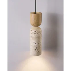 Nordic Modern Natural Stone Pendant Lamp E27 Light Source Single Head Ceiling Lamp Wooden Bedroom Bedside Hanging Line Lamp 24cm 85-265V