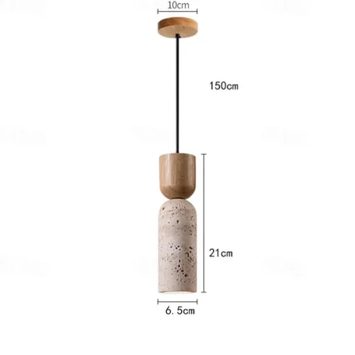 Nordic Modern Natural Stone Pendant Lamp E27 Light Source Single Head Ceiling Lamp Wooden Bedroom Bedside Hanging Line Lamp 24cm 85-265V