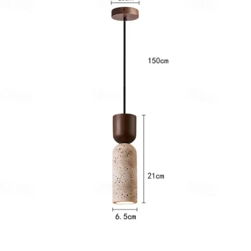 Nordic Modern Natural Stone Pendant Lamp E27 Light Source Single Head Ceiling Lamp Wooden Bedroom Bedside Hanging Line Lamp 24cm 85-265V