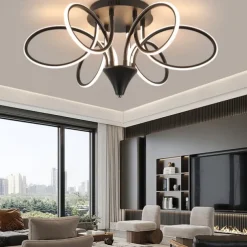 Nordic Style Ceiling Light Dimmable Lustre 6 Lights Chandelier Flower Design LED Ceiling Light Ceiling Lamp 220-240V